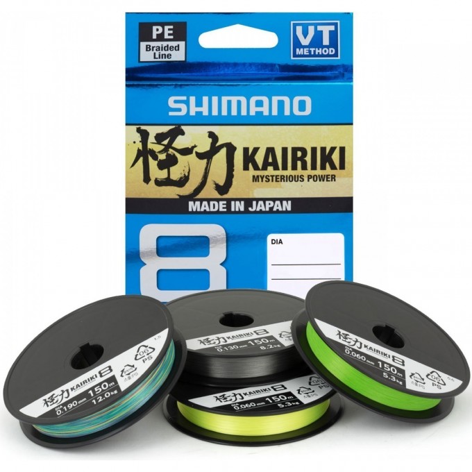 Леска плетёная SHIMANO KAIRIKI 8 PE 150м зеленая 0.160 мм 10.3 кг 59WPLA58R03 Леска плетёная SHIMANO KAIRIKI 8 PE 150м зеленая 0.160 мм 10.3 кг 59WPLA58R03